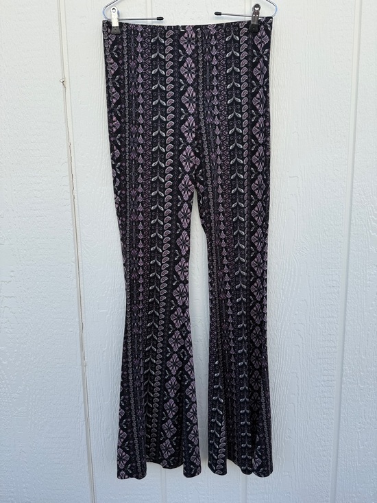 Bear Dance Pants - Bear Dance Womens Size L Flared Pants Paisley Floral Hippie Design Stretch Comfy